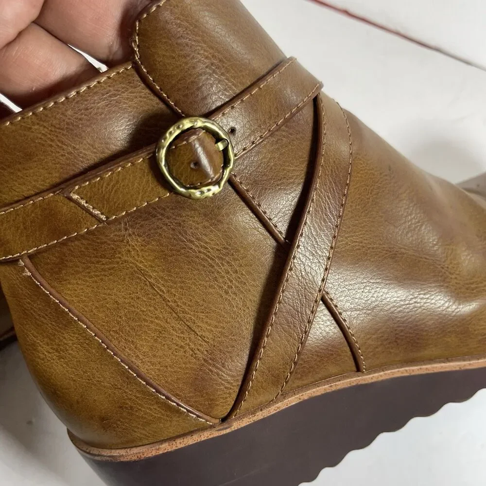 LifeStride Velocity 2.0 Women's Wedge Ankle Boots Brown Sz 10W Comfort Booties